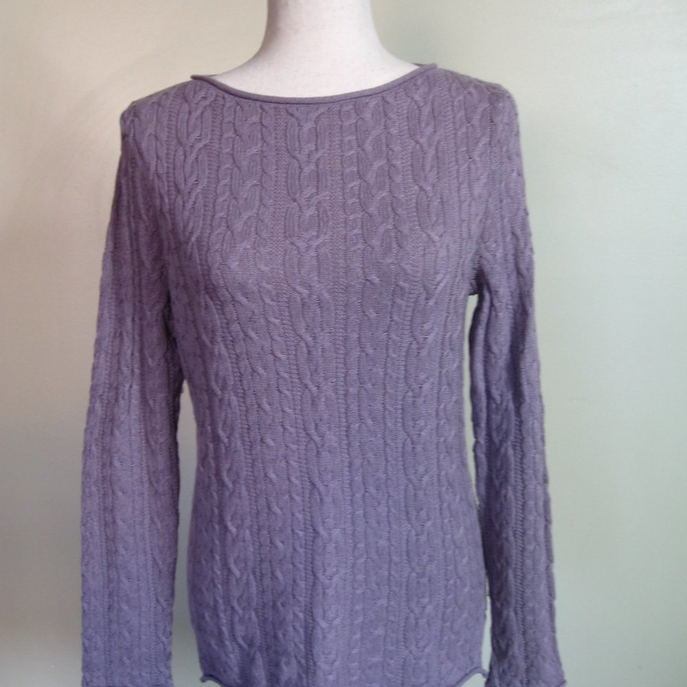 Lauren Dusty Purple Cable Knit Sweater